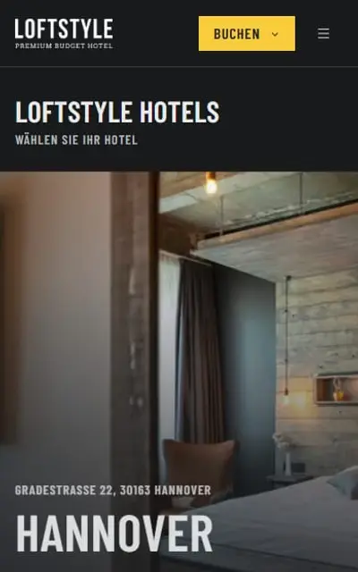 Nachher: neue Startseite von LOFTSTYLE Hotels